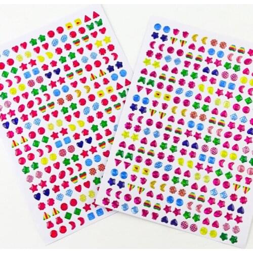 5 Sheets Earrings 3D Gems Stickers DIY Glitter Sparkle Crystal Princess Makeup Toys Nail Ear Ring Art Craft Stickers Gift Supply