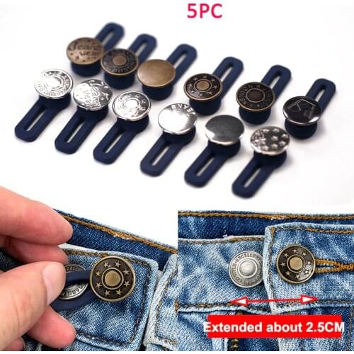 5PCS Jeans Buttons Metal Silicone Extended Buttons Nail-free Detachable Adjust Buckle Jeans Waist Extension Buckle Jeans Button