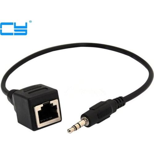 50pcs DC 3.5mm 1/8 "Jack macho de Audio a Tomada RJ45 Ethernet LAN Network Cable 30 cm 1ft Para dispositivos de Toque VOD KTV