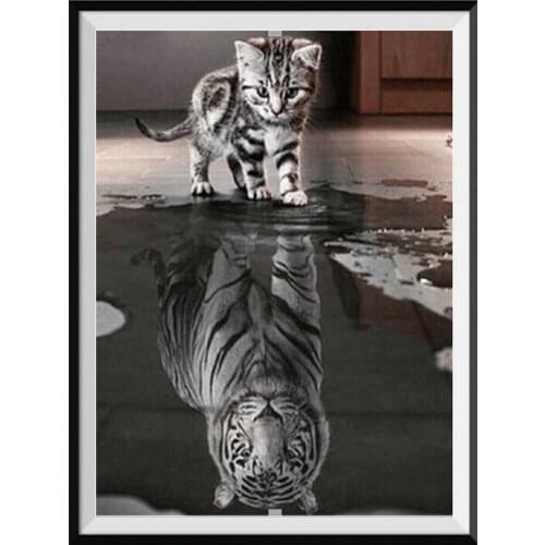 5D DIY Diamond Painting Animal Mosaic Tiger Cross Stitch Mosaic Home Decoration Wall Sticker Crafts