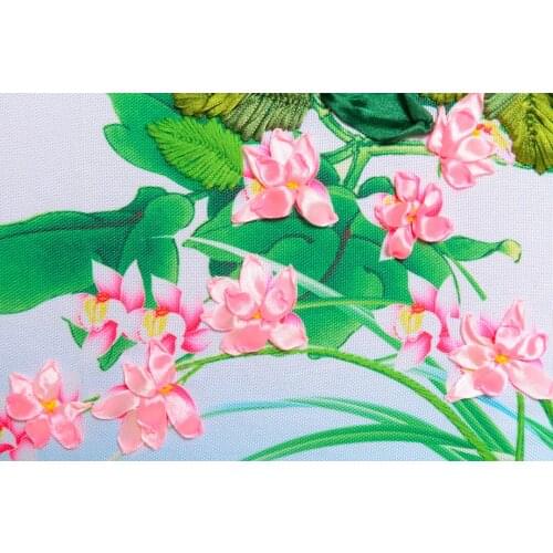 75x175cm Flowers bloom Ribbon embroidery kit stain painting handcraft kit DIY handmade needlework art home decor