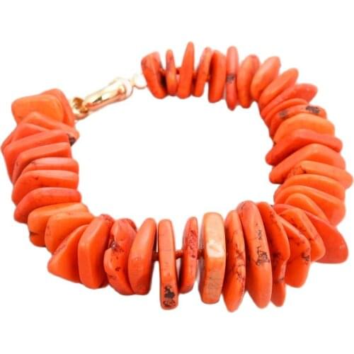 GG Jewelry 12-20mm Freeform Disc Orange Turquoise Lever Back Bracelet
