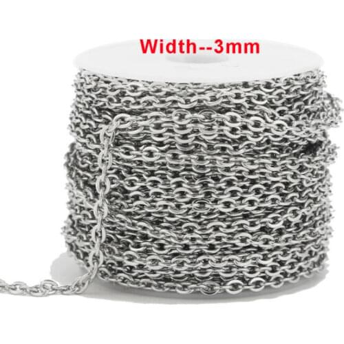 10 Meters 3mm Width Stainless Steel Link Chains O Chain Findings For DIY Jewelry Necklaces Bracelets Making Top Quality