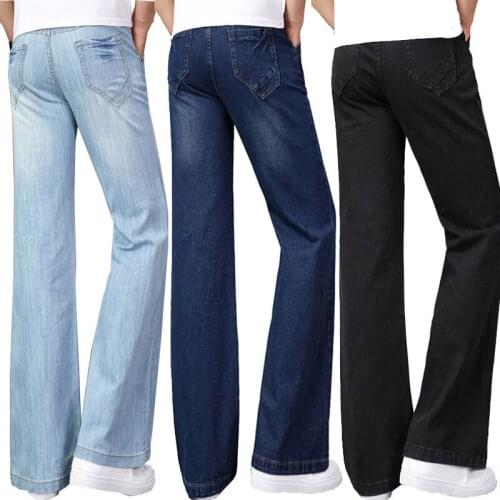 Jeans For Men Mens Big Flared Jeans Boot Cut Leg Flared Loose Fit High Waist Male Designer Classic Denim Jeans