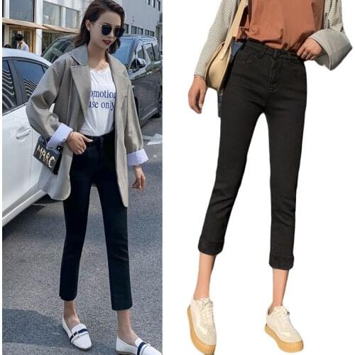 Winter new style solid color retro version slim pencil pants women ladies velvet purple page ladies jeans