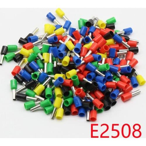 E2508 Tube insulating terminals 2.5MM2 100PCS/Pack Insulated Cable Wire Connector Insulating Crimp Terminal Connector E