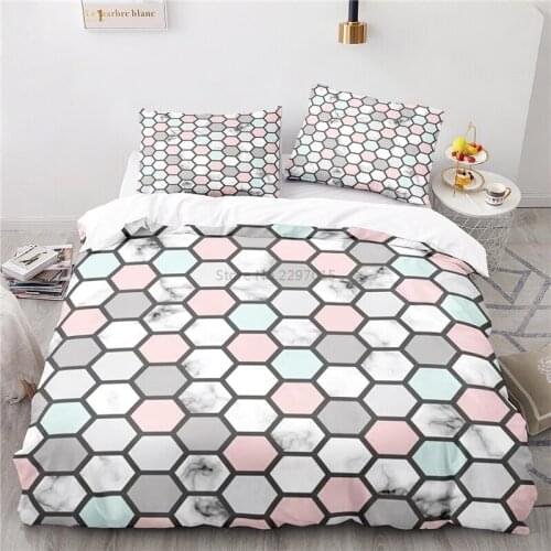 New Geometric Hexagon Pattern Bedding Set 3d Duvet Cover Sets Pillowcase Twin Full Queen King Size Adult Children Bedroom Decor
