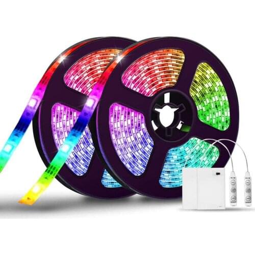 0.51/2M RGB LED Strip Battery Operated SMD 5050led Tape Lights for TV Backlight Lighting LED Night Light Bed Cabinet Stairs Lamp