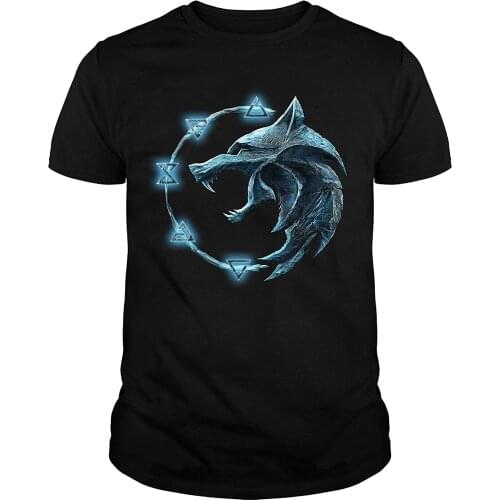 The-Witcher Symbol Wolf T-Shirt Sweatshirt for Men New Arrivals Summer Cool Tee 2020 Breathable All Cotton Short Sleeve T Shirt