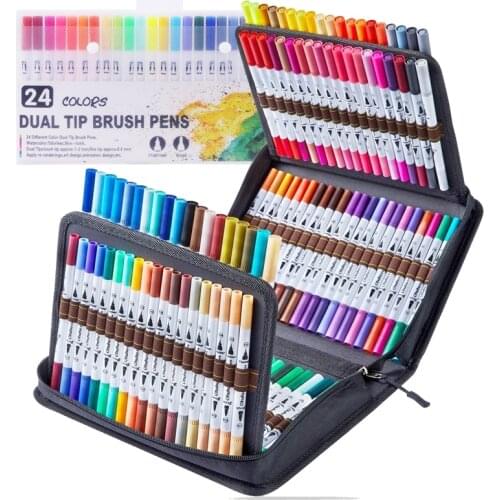 Soft Tip Brush Watercolor Marker Pen Fineliner Felt Art supplies Markers Water Based Highlighter for Drawing Sketch Color manga