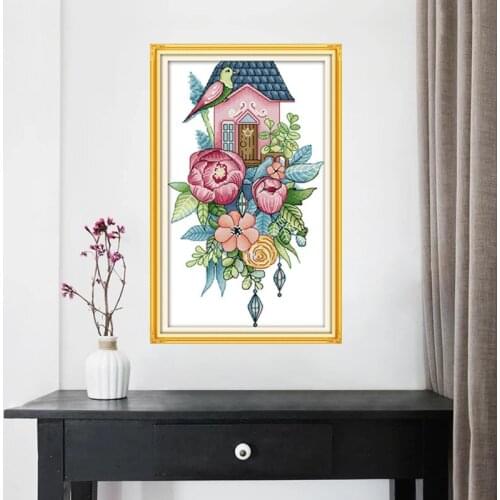 Birds home Cross Stitch Kits Easy Printed pattern canvas Flower Embroidery Needlework set Cartoon Cross-stitch Home Decoration