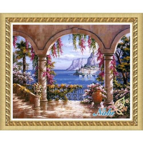 Nature printed dmc beadwork 2778R - Round Diamond embroidery cross stitch diamond mosaic painting