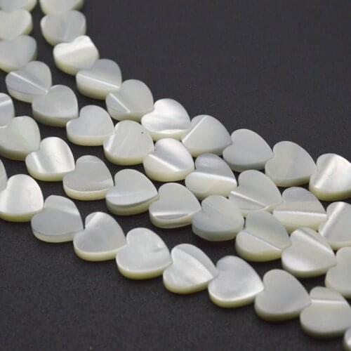Natural White Shell 6mm 8mm Heart Shape Strand Loose Beads 16'' DIY Jewelry Making Beads For Women Jewelry Making 5 Strings