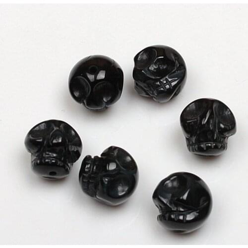 Natural Skull Blue Tiger Eye Gemstone Loose Beads 10 12mm For Necklace Bracelet DIY Jewelry Making 15inch Strand