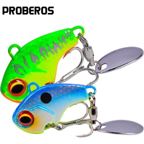 PROBEROS 1PC Metal Mini VIB Spoon Fishing Lure 6g-15g-28g Pin Crankbait Vibration Spinner Sinking Bait With Sequin For Bass Pike
