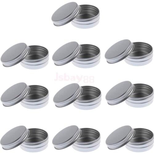 Lots 10 Pieces 15g Empty Round Aluminum Tin Storage Jar Cosmetics Cream Containers with Screw Top Lids for Candles Balm Salves