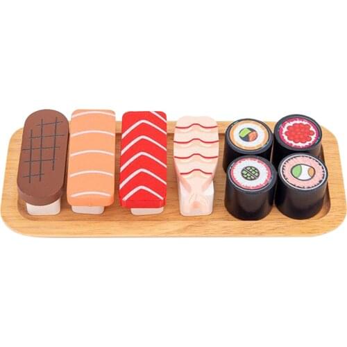 Educational Wooden Sushi Set Toy Serving Board Food Play Set Kitchen Maker Chef