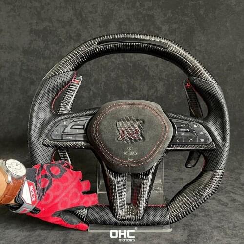 Real Carbon Fiber Matt LED Steering Wheel compatible for GTR 35 Skyline OHC Motors