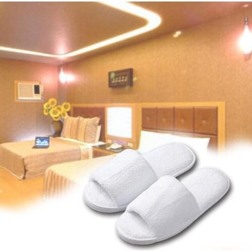 1pair Disposable Travel Hotel Slippers White Towelling Toe Bathroom Spa Shoes Sets Closed Washroom Accessories Shower Bath A2O6