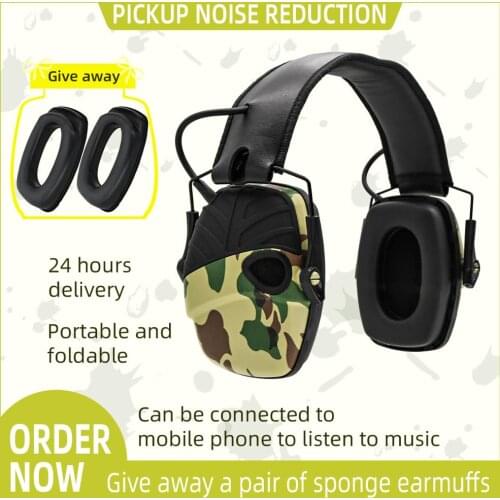 Tactical camouflage electronic shooting headset outdoor hearing protection hunting noise reduction earmuffs foldable