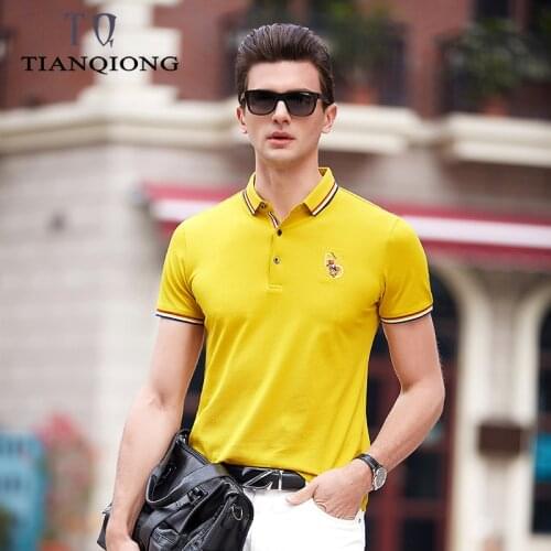 TIAN QIONG 2019 New Arrival 3D Embroidery Poloshirt Fashion Men Polo Shirt Brand Polo Top Quality Men Cotton Breathable Men Polo