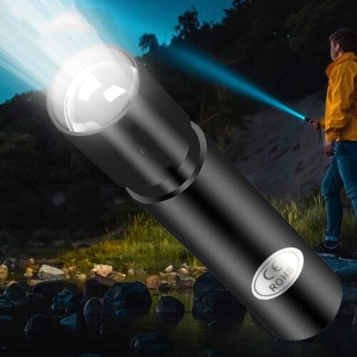 USB Rechargable Mini Waterproof Torch 3 Lighting Mode Flashlight Telescopic Zoom Portable for Night Lighting