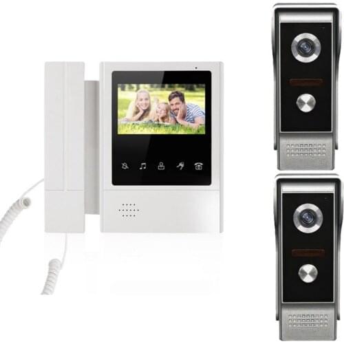 XINSILU Intercom Doorbell Home Security Video System 4.3" Touch Key LCD Color Monitor Video Door Phone+Night Version Camera 2V1
