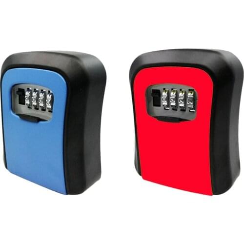 2x Blue/Red Password Key Lock Box Wall Mounted Zinc Alloy Key Box Weatherproof 4 Digit Combination Key Storage Lock Box