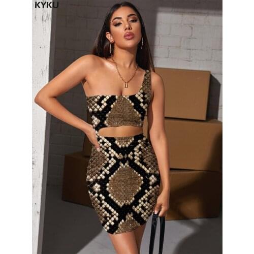 KYKU Snake Skin Dress Women Art Halter Sleeveless Harajuku Vestido Sexy Abstract Bodycon Dress Womens Clothing Mini Evening