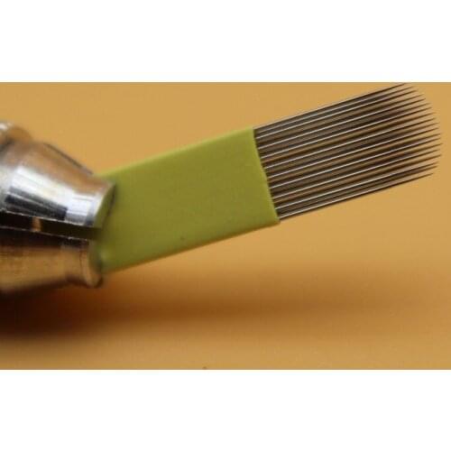 100 pcs 19 U Shape Double Line Eyebrow Tattoo Needles Double Rows Permanent Makeup Blade For Shading Eyebrow Microblading