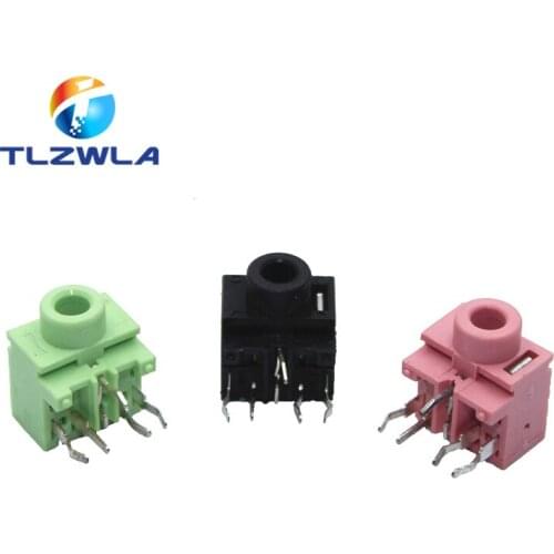 100Pcs 3.5mm 0357-5P Female Audio Connector PJ317 5Pin DIP Headphone Jack Socket PJ-317 pink green blue black