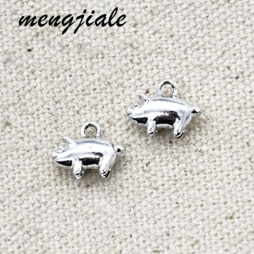 25pcs Vintage White K Metal Alloy 3D Pig Charms For Jewelry Making DIY Handmade Craft