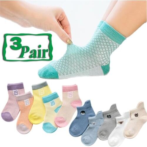 3Pair Soft Cotton Cartoon Baby Socks Spring Summer Cute Infant Baby Socks Boy Girl Ultrathin Casual Mesh Children Cotton Socks