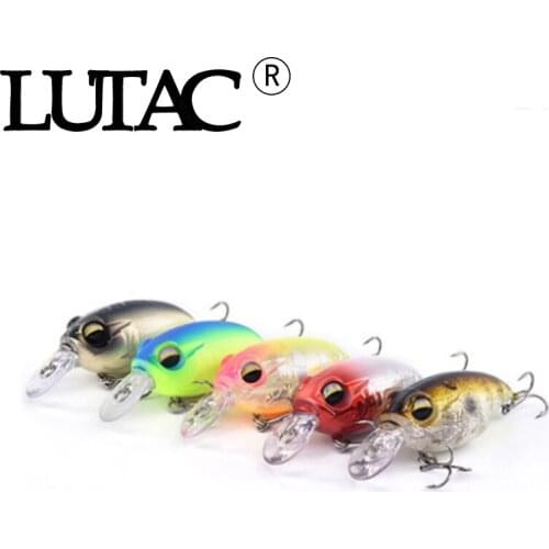 5pcs mix color LUTAC crank fishing lure hard plastic bait artificial YOYO45 40mm 9g treble origin hook 3D fish eyes 5 colors