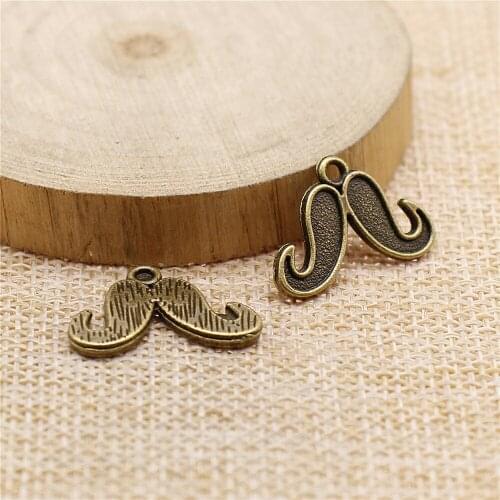 Free shipping 50pcs 15x21mm antique bronze Moustache charms diy retro jewelry fit Earring keychain hair card pendant accessories