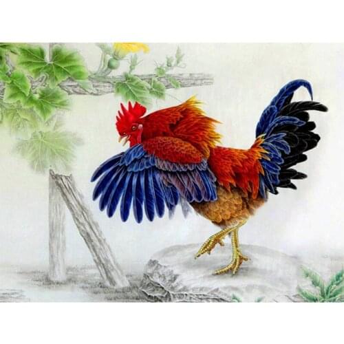 Diamond Mosaic Diy 5D Diamond Embroidery Play Cock In The Pumpkin Diamond Painting Cross Stitch Floral Rhinestone Decoration Kit