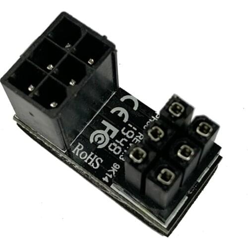 ATX 6-pin male to female 180 degree angled power adapter for desktop graphics card, motherboard connector socket