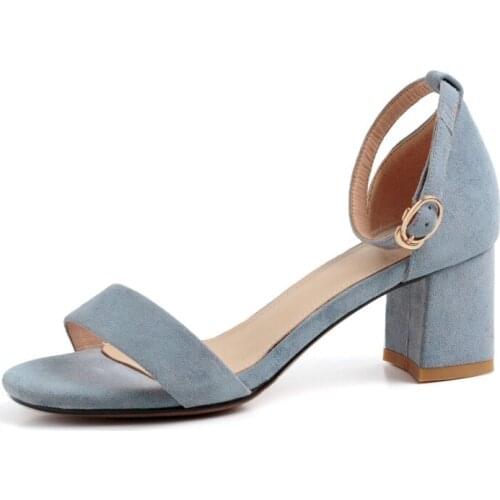 Big Size 9 10 11 12 high heels sandals women shoes woman summer ladies One-word square-heeled open-toed sandals