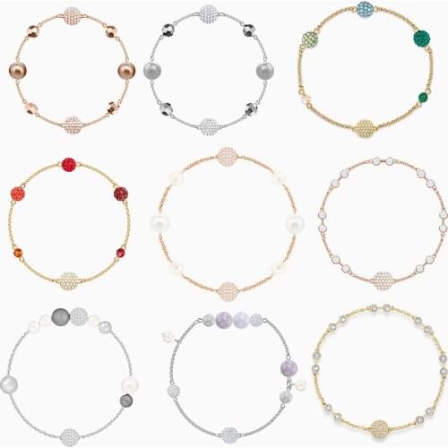 High Quality SWA Bracelet New REMIX COLLECTION ROUND PEARL STRAND Bracelet Luxury Crystal Pearl Women Fashion Jewelry Gift