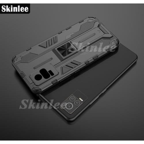 Skinlee Case For VIVO V21E Shockproof Armor Case Magnetism Bracket Back Clip Phone Cover For vivo V21E Cover