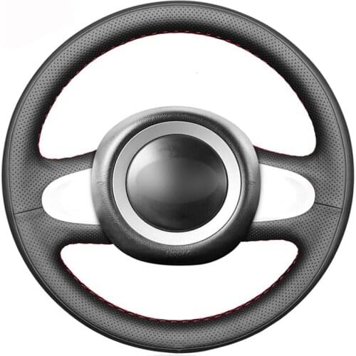 Black Artificial Leather No-slip Car Steering Wheel Cover for Mini Cooper Coupe countryman Roadster Clubman 2009-2013 (2-Spoke)