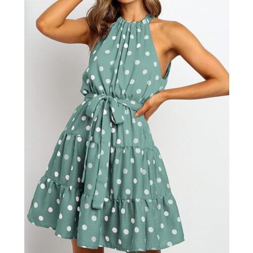 Polka Dot Print Sleeveless Sexy Dress Women Clothes Summer Casual Loose Streetwear Holiday Elegant A-line Ladies Dress