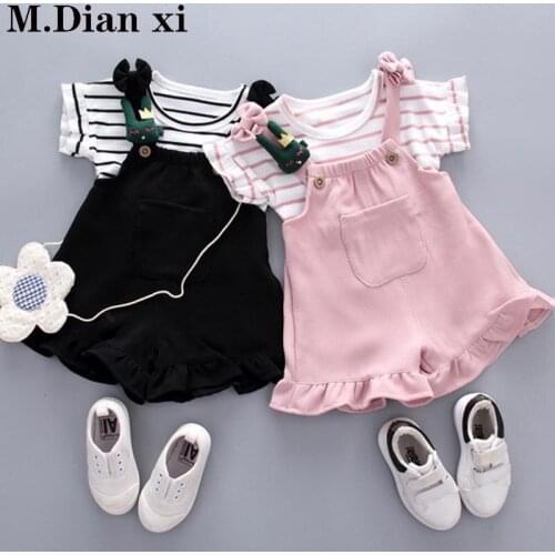 2019 New Product Girls Baby Salopettes Suit Girl Summer Wear Short Sleeve Twinset Summer Baby Suit Entity Shop