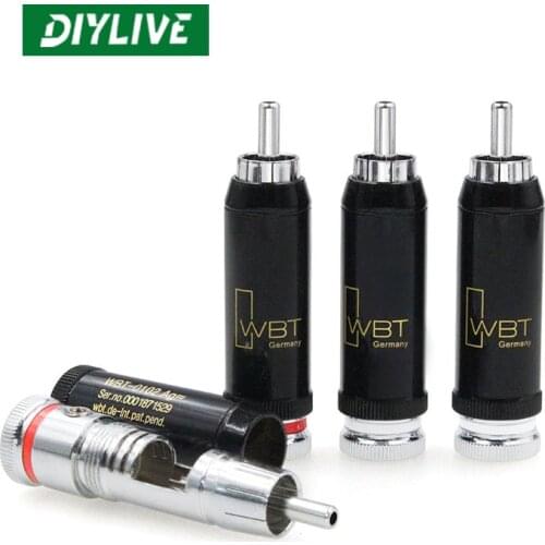DIYLIVE 4PCS HIFI High-fidelity Germany WBT 0102AG rhodium-plated hollow RCA lotus head fever signal plug 9mm terminal