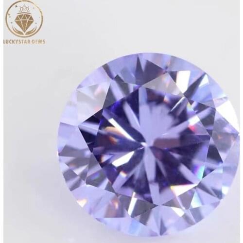 Lucky Star Gems Lavender Round Brilliant Cut Cubic Zirconia Gemstone Beads 0.09mm-20mm for Fashion DIY Jewelry Factory Direct