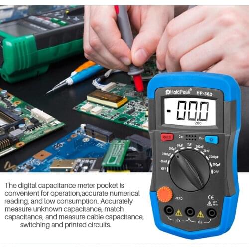 HoldPeak Capcitance Meter Handheld Capacimetro Manual 1999 Counts Capacitor Electronic LCD Capacitance Multimeter Tester HP-36D