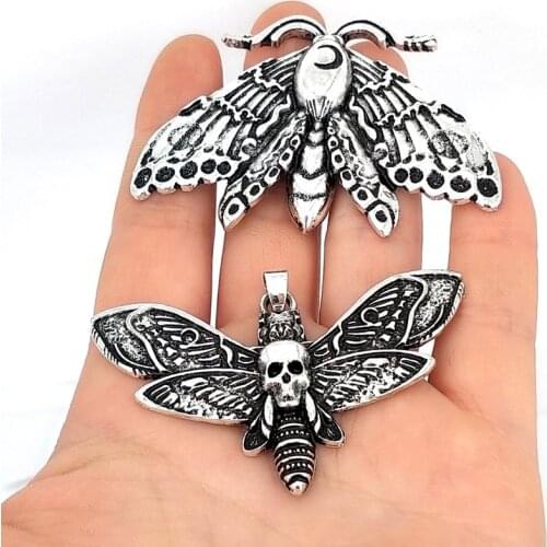 Hzew 50pcs new Animal moth accessories skull head moth pendant for women Accessories