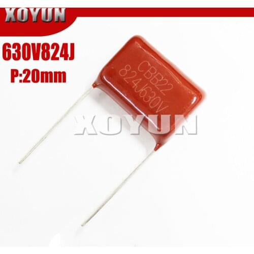10PCS 630V824J 824J630V Pitch 20MM 820NF 630V0.82UF CBB Polypropylene film capacitor