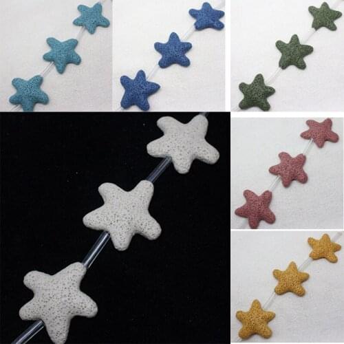 Mini. order is $7!38~42mm Natural White,Hoary,Yellow,Green,Blue,Purple Volcanic Lava Stone Starfish Star Spacer Loose Beads 8pcs