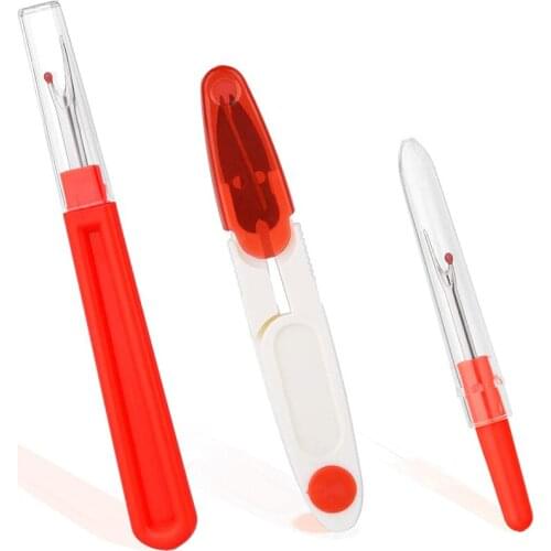 MIUSIE 3Pcs Thread Cutter Seam Ripper Stitch Sewing Accessories Kits Plastic Thread Yarn Cutter Seam Rippers Handle Craft Tools